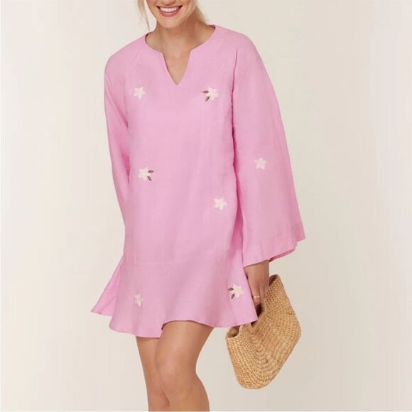 New Andie x Fann Mon The Serik Linen Dress in Aster Size M - Picture 10 of 10